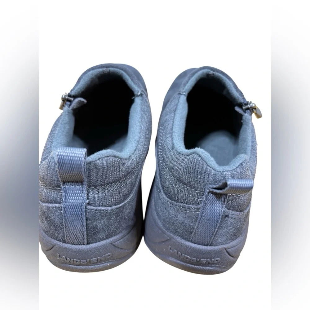 Lands' End Women's Grey  Suede Moccasin, Side Zip Size 7D‎